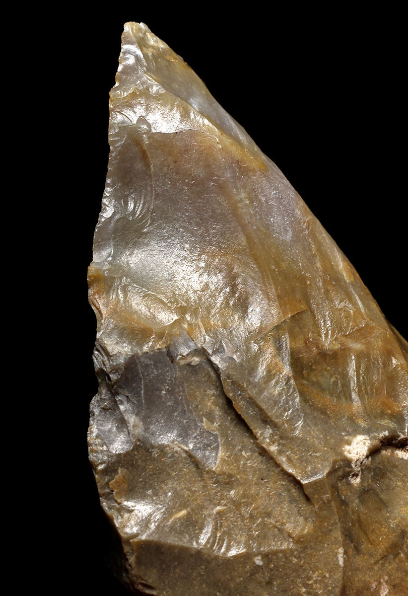 SUPREME POINTED HOMO ERECTUS PREHISTORIC ACHEULEAN FLINT BIFACE HAND AXE FROM FRANCE  *ACH498