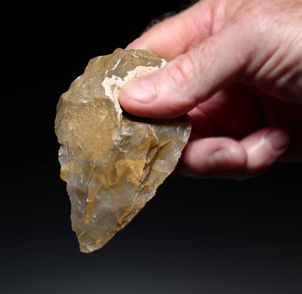 SUPREME POINTED HOMO ERECTUS PREHISTORIC ACHEULEAN FLINT BIFACE HAND AXE FROM FRANCE  *ACH498