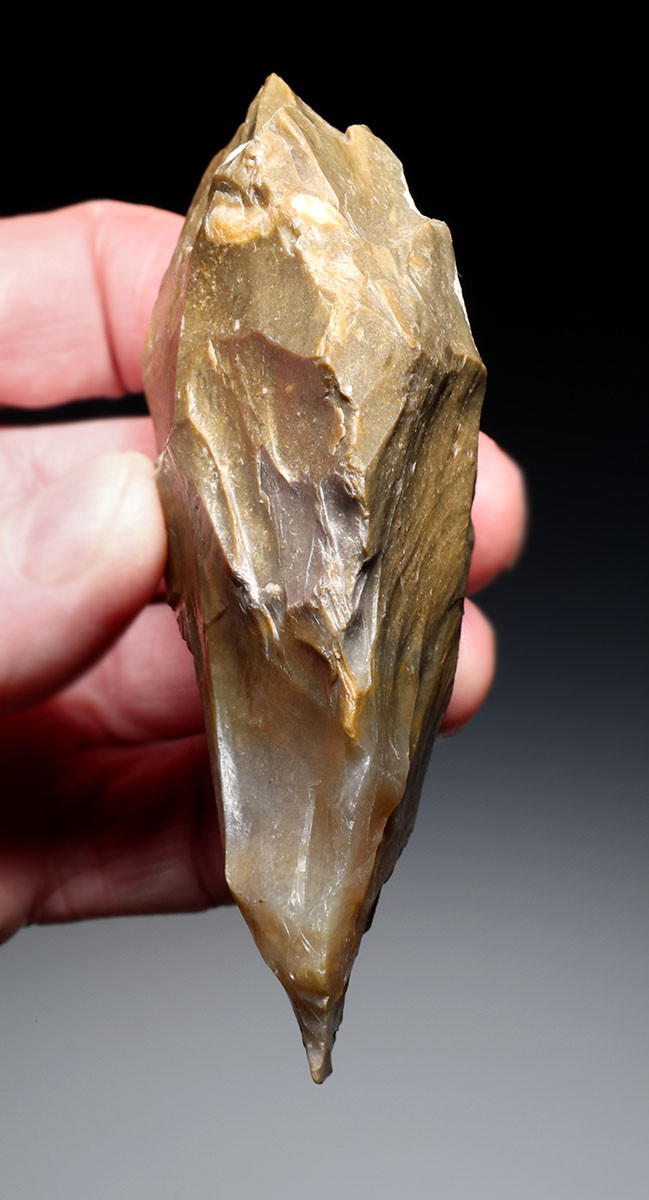 SUPREME POINTED HOMO ERECTUS PREHISTORIC ACHEULEAN FLINT BIFACE HAND AXE FROM FRANCE  *ACH498