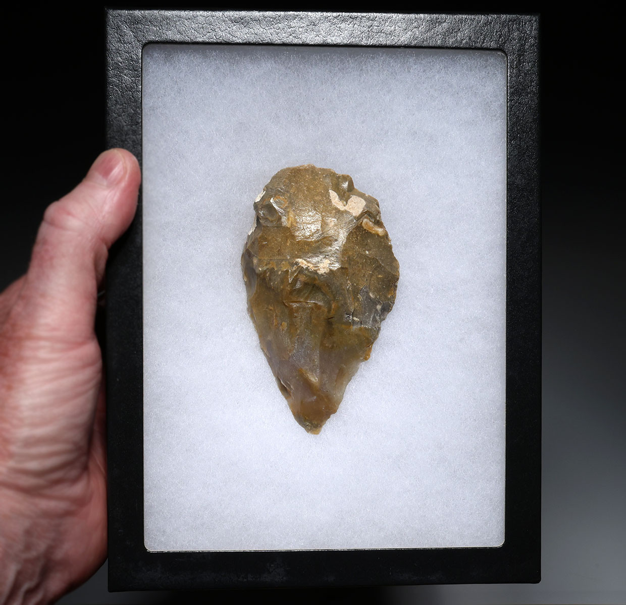 SUPREME POINTED HOMO ERECTUS PREHISTORIC ACHEULEAN FLINT BIFACE HAND AXE FROM FRANCE  *ACH498