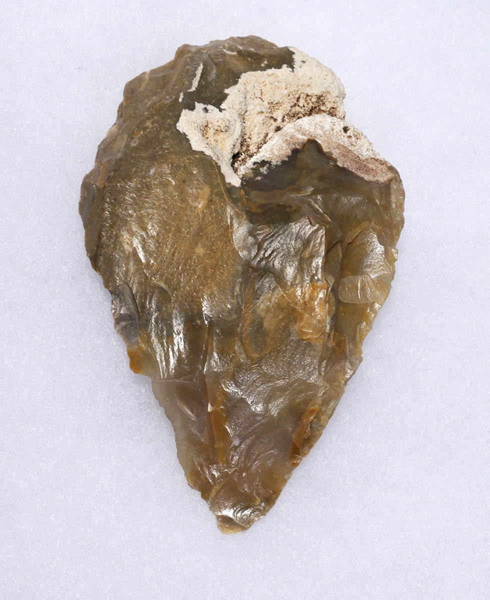 SUPREME POINTED HOMO ERECTUS PREHISTORIC ACHEULEAN FLINT BIFACE HAND AXE FROM FRANCE  *ACH498