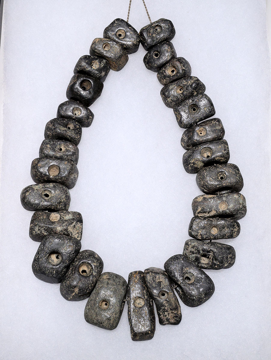 FIRST TIME EVER MUSEUM-CLASS COMPLETE STONE OLMEC PRE-COLUMBIAN JEWELRY BEAD NECKLACE  *PC703
