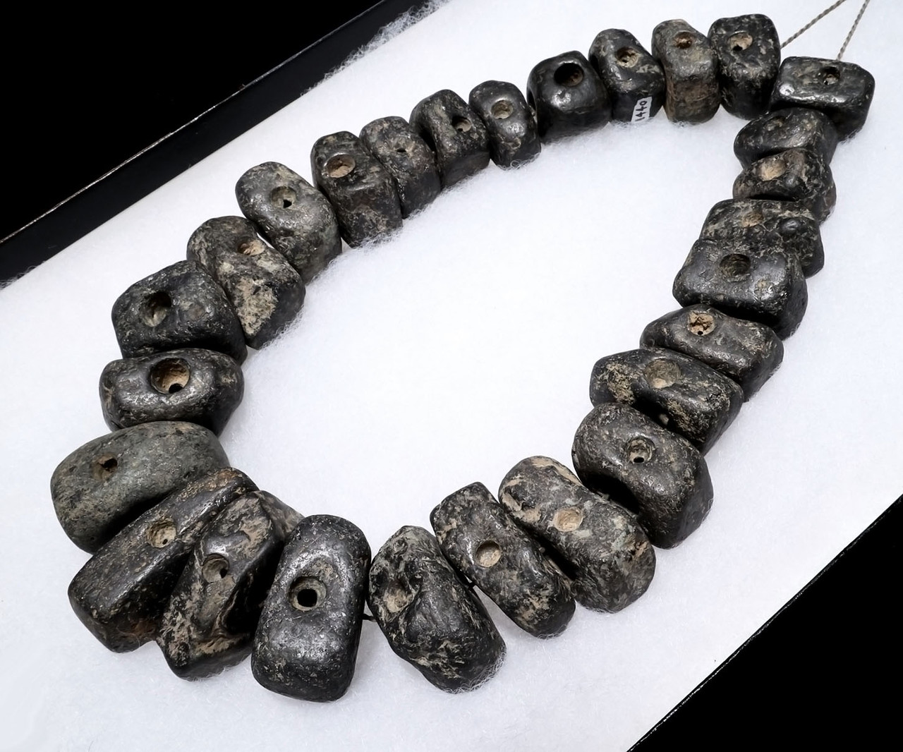 FIRST TIME EVER MUSEUM-CLASS COMPLETE STONE OLMEC PRE-COLUMBIAN JEWELRY BEAD NECKLACE  *PC703