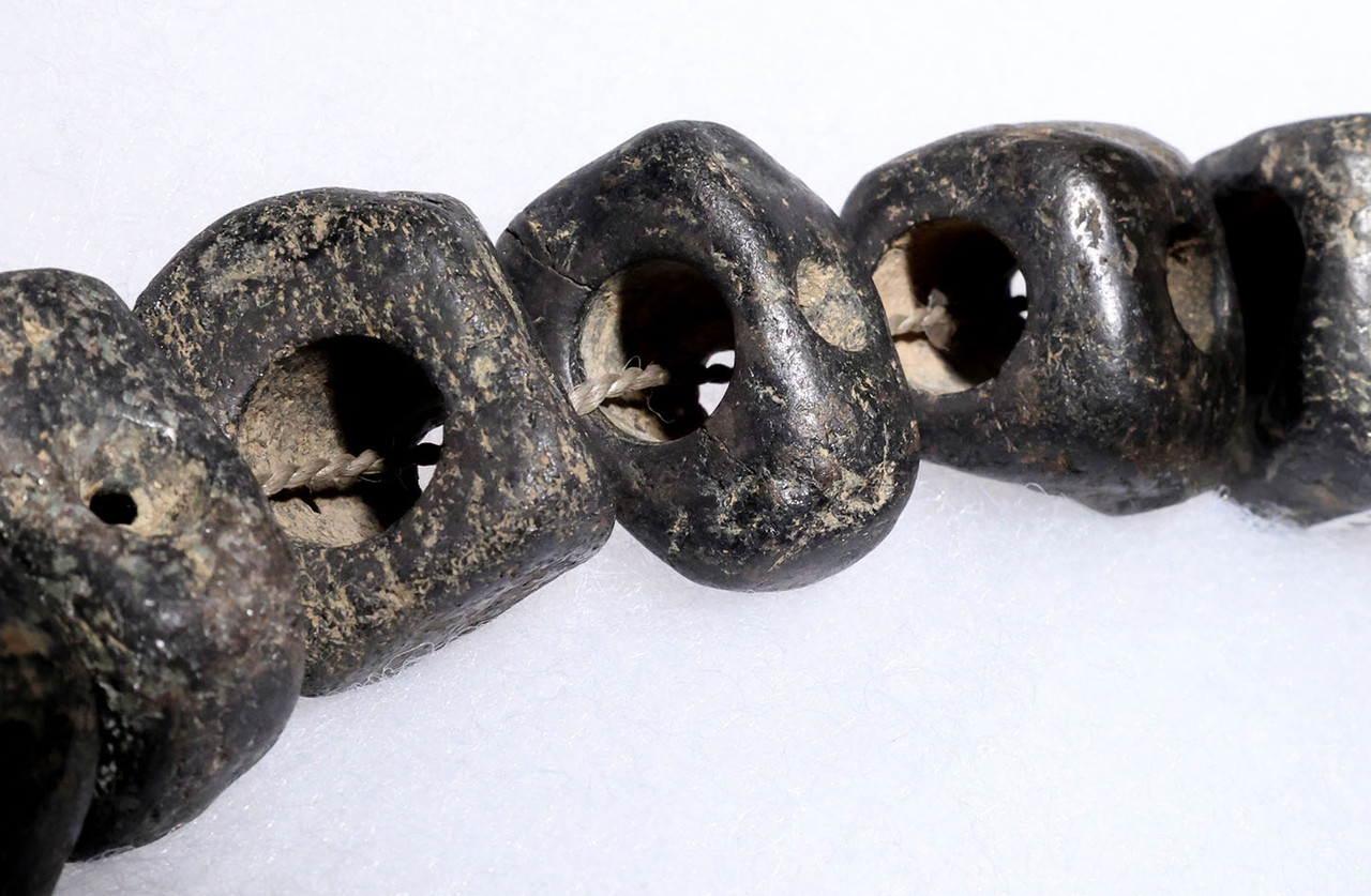 FIRST TIME EVER MUSEUM-CLASS COMPLETE STONE OLMEC PRE-COLUMBIAN JEWELRY BEAD NECKLACE  *PC703