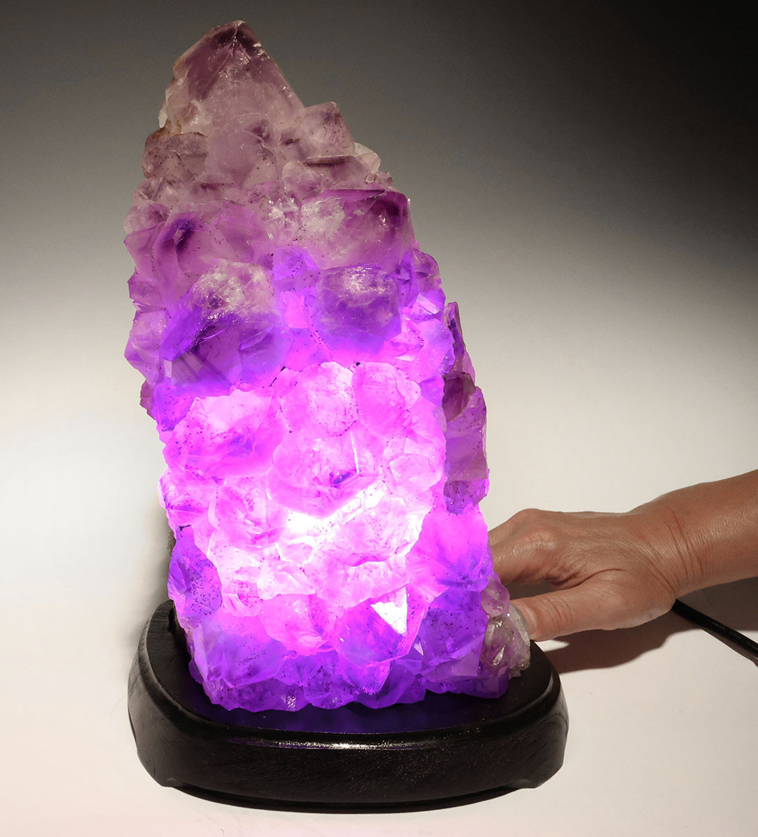 EXCEPTIONAL LARGE GEM AMETHYST CLUSTER CRYSTAL LAMP WITH LED LIGHT 17.5 LBS  / 8 KG  *L3
