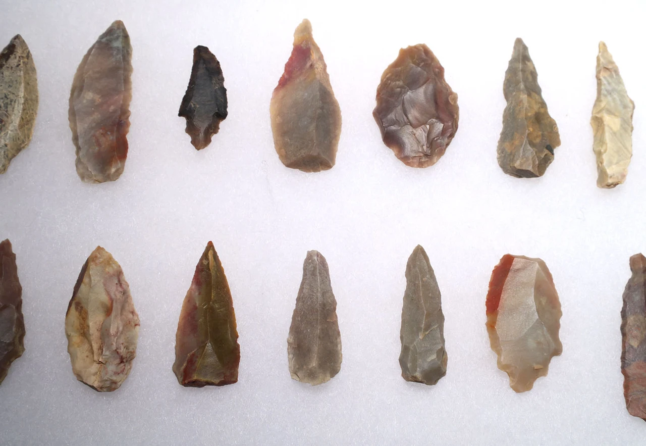 SIXTEEN CHOICE QUALITY CAPSIAN AFRICAN NEOLITHIC STONE ARROWHEADS AND FLAKE TOOLS  *CAP509