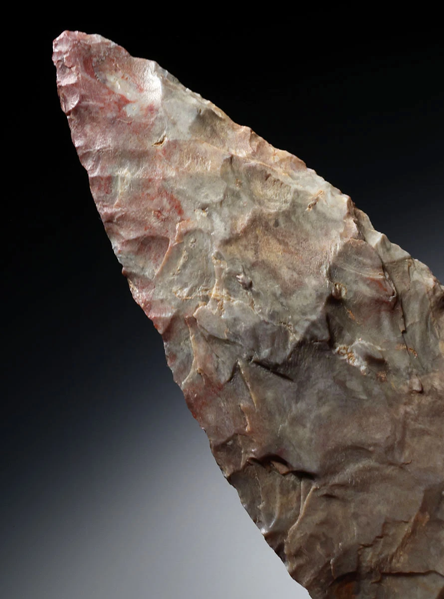 INVESTMENT GRADE LARGE AFRICAN CAPSIAN NEOLITHIC BIFACIAL FLAKED STONE BLADE KNIFE  *CAP501