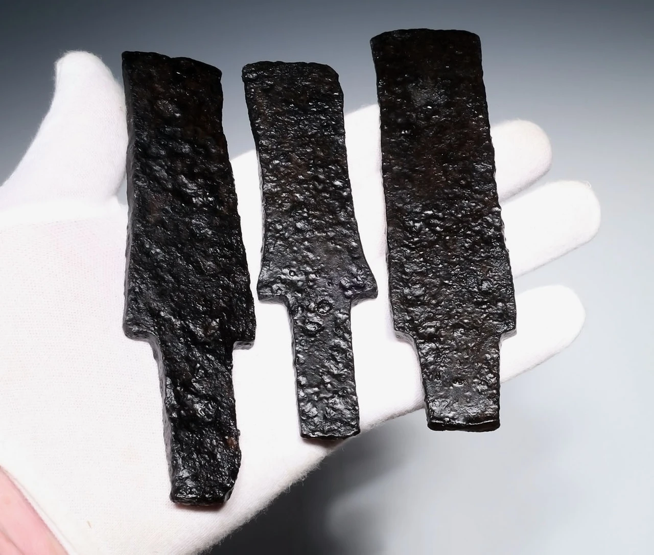 THREE EARLY ANCIENT IRON THRACIAN FLAT LUGGED WAR AXES FROM EASTERN EUROPE  *R363