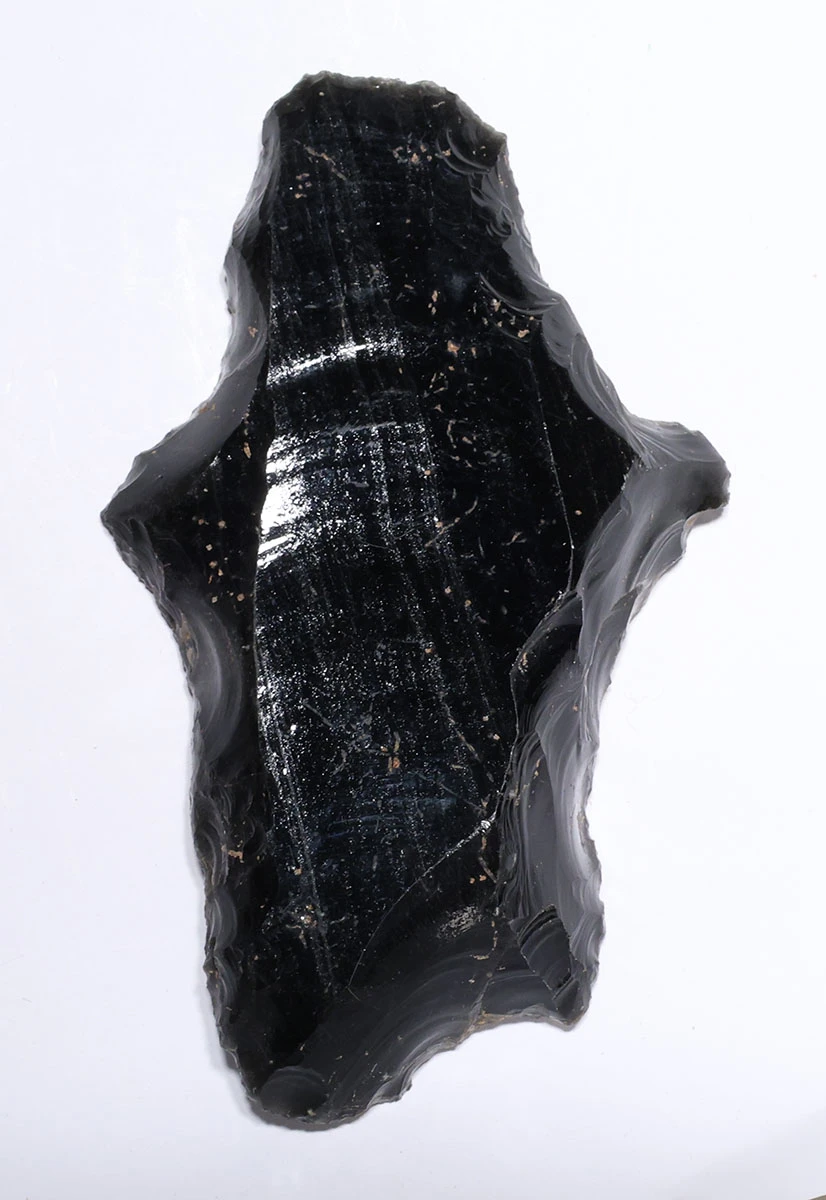 RARE MAYAN PRE-COLUMBIAN LARGE ABSTRACT OBSIDIAN HUMAN SACRIFICE FORM RITUAL ECCENTRIC EFFIGY FIGURE  *PC718