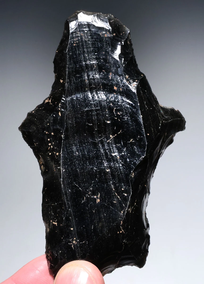 RARE MAYAN PRE-COLUMBIAN LARGE ABSTRACT OBSIDIAN HUMAN SACRIFICE FORM RITUAL ECCENTRIC EFFIGY FIGURE  *PC718