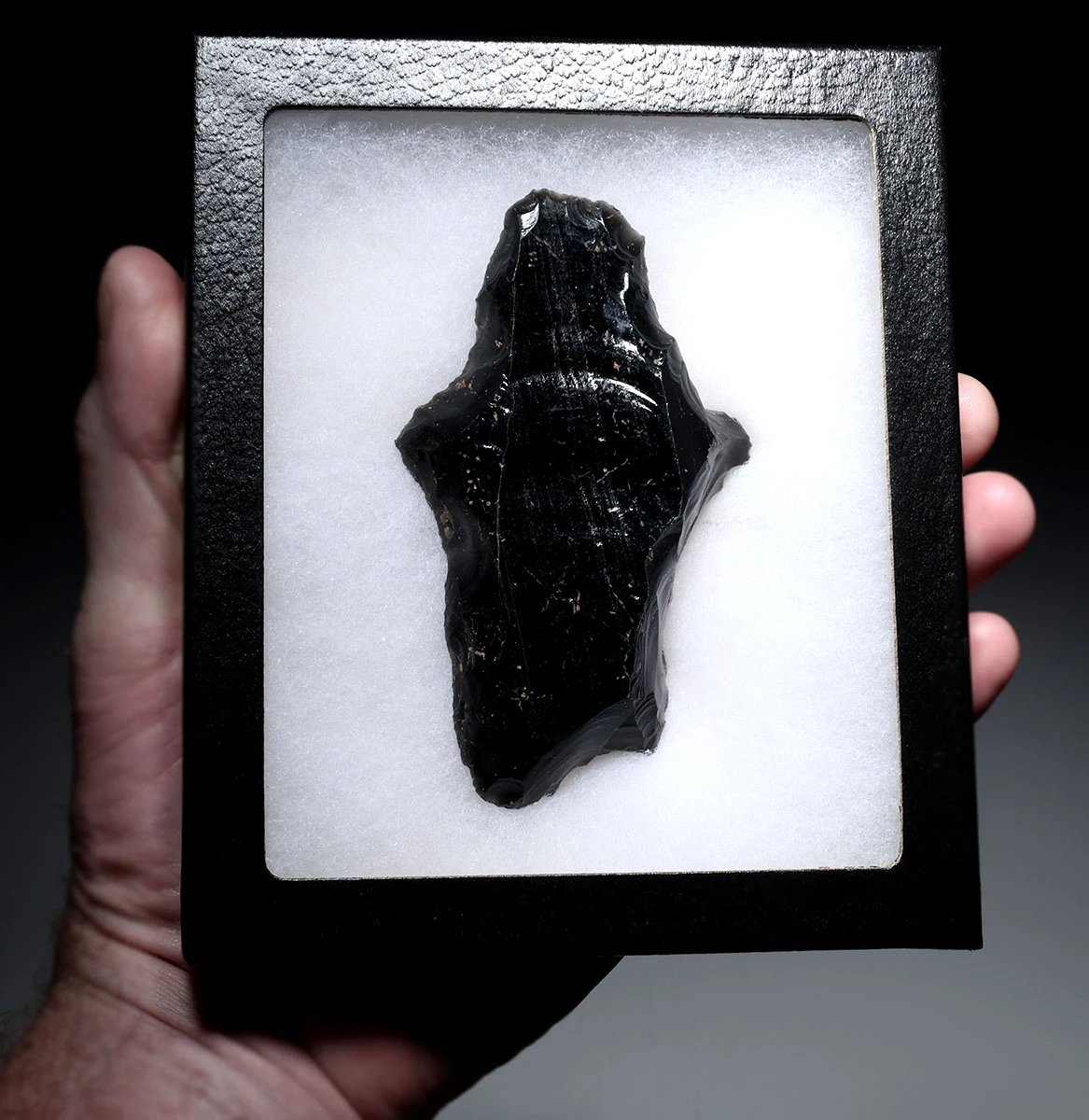RARE MAYAN PRE-COLUMBIAN LARGE ABSTRACT OBSIDIAN HUMAN SACRIFICE FORM RITUAL ECCENTRIC EFFIGY FIGURE  *PC718