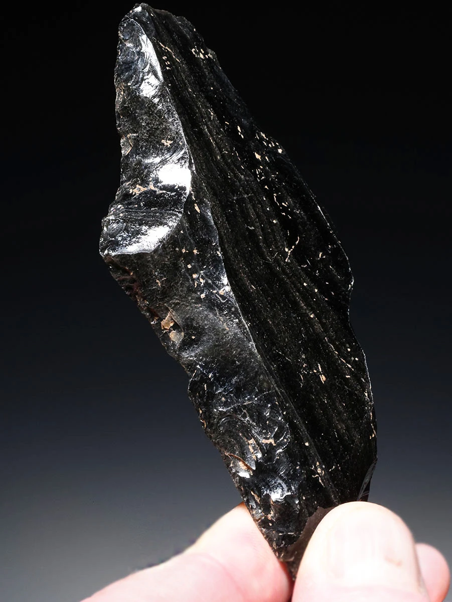 RARE MAYAN PRE-COLUMBIAN LARGE ABSTRACT OBSIDIAN HUMAN SACRIFICE FORM RITUAL ECCENTRIC EFFIGY FIGURE  *PC718