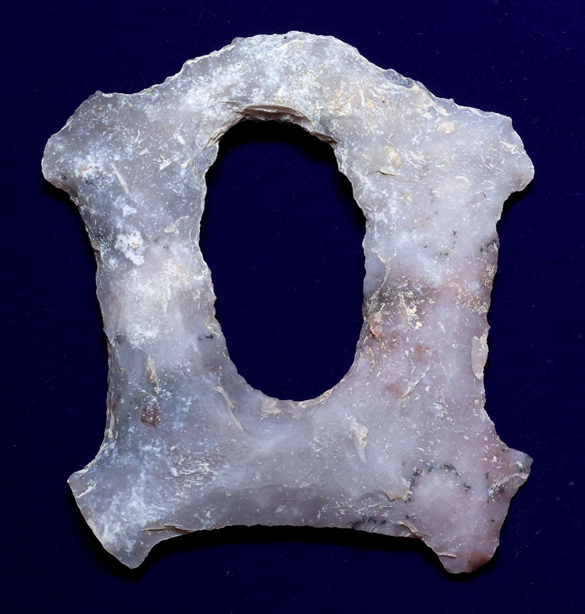 FINEST MAYAN ECCENTRIC FLAKED STONE PRE-COLUMBIAN HOLLOW RING FLAYED SKIN EFFIGY  *PC716