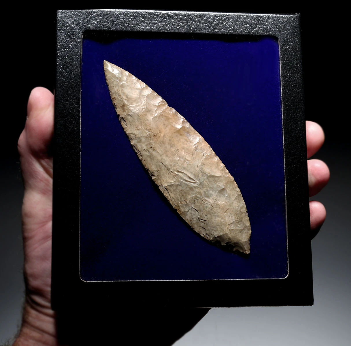 MAYAN PRE-COLUMBIAN PRESTIGE CLASS FLAKED CHERT BIFACIAL STABBING SPEARHEAD  *PC710