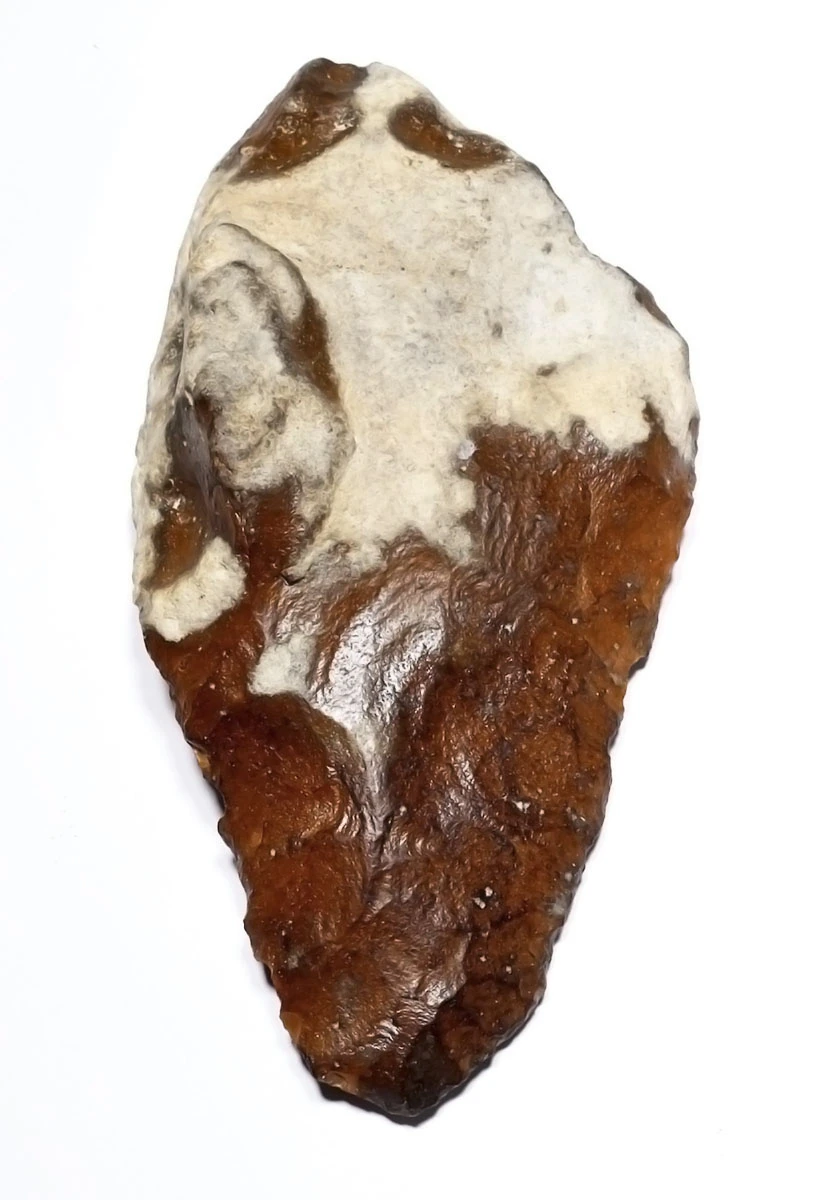 SUPREME RED FLINT ACHEULEAN HAND AXE MADE BY LOWER PALEOLITHIC HOMO ERECTUS FROM COMPIEGNE FRANCE  *ACH501