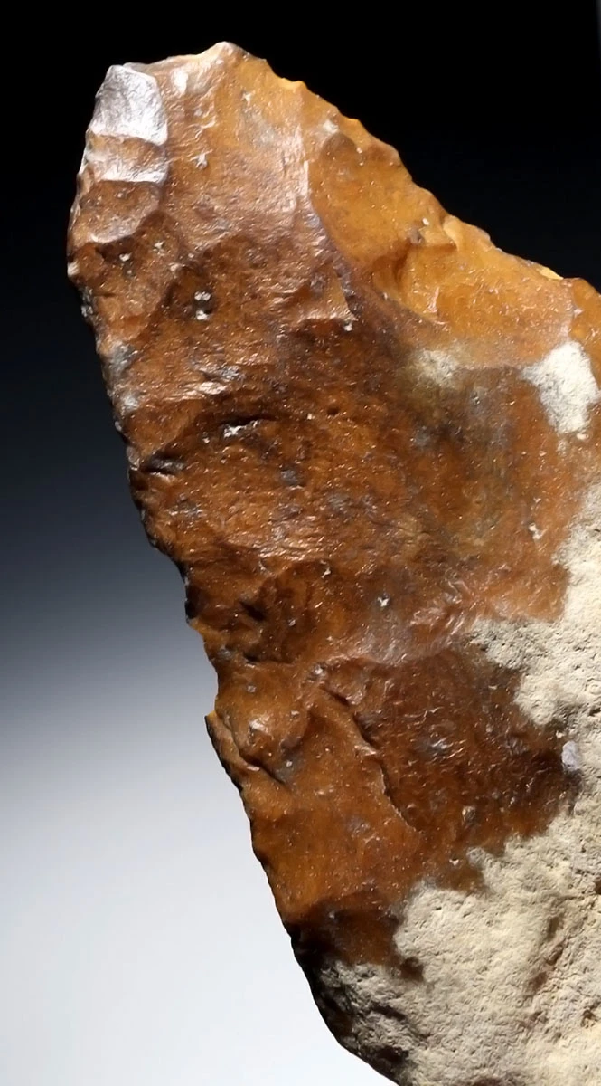 SUPREME RED FLINT ACHEULEAN HAND AXE MADE BY LOWER PALEOLITHIC HOMO ERECTUS FROM COMPIEGNE FRANCE  *ACH501