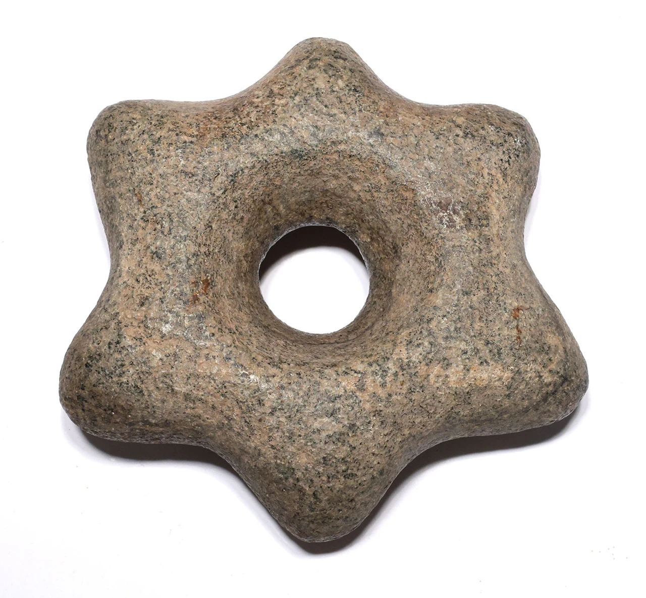 MASSIVE SKULL CRUSHER INCA EMPIRE PRE-COLUMBIAN STONE STAR WAR CLUB MACE HEAD  *PC708