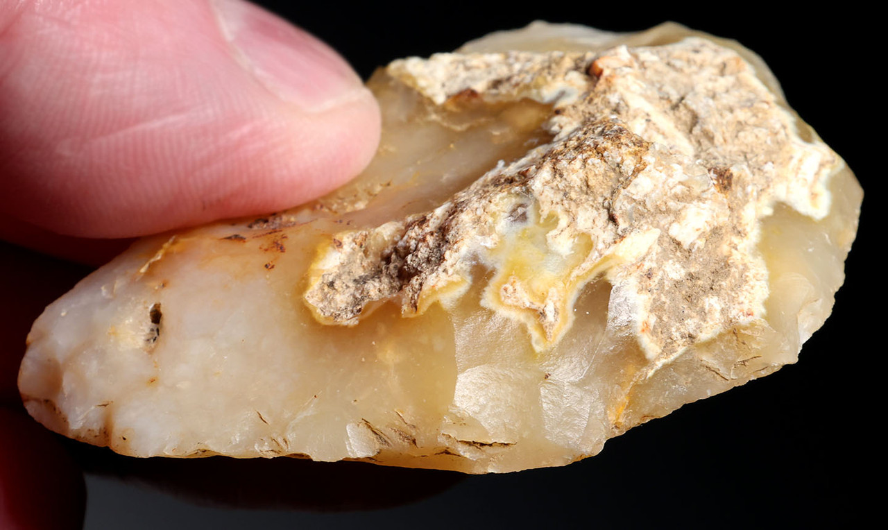 BEAUTIFUL NEANDERTHAL MOUSTERIAN CHALCEDONY SIDE SCRAPER FLAKE PRESTIGE TOOL FROM LE GRAND PRESSIGNY FRANCE  *M564