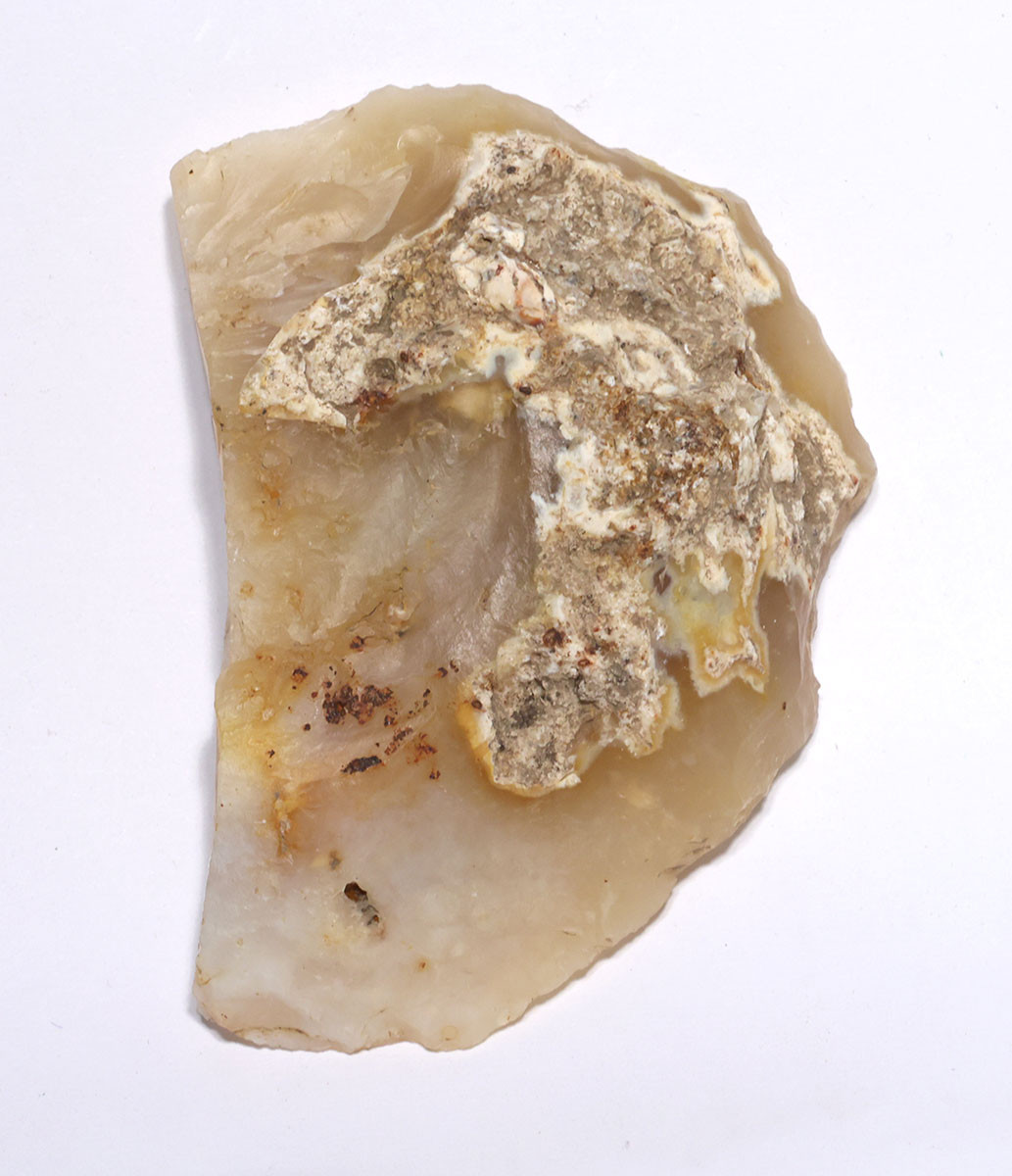 BEAUTIFUL NEANDERTHAL MOUSTERIAN CHALCEDONY SIDE SCRAPER FLAKE PRESTIGE TOOL FROM LE GRAND PRESSIGNY FRANCE  *M564