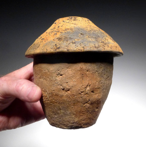 ANCIENT CERAMIC POT WITH DISH LID FROM THE BRONZE AGE LUSATIAN URNFIELD CULTURE  *URN40