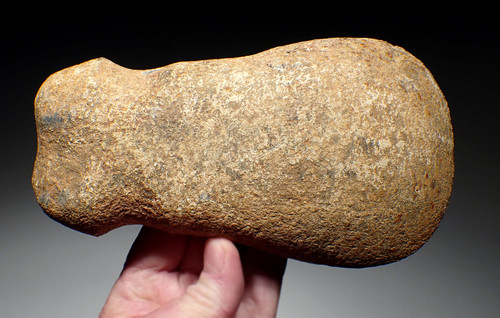 MASSIVE SKULL CRUSHER GROOVED POLISHED STONE WAR AXE FROM THE WEST AFRICAN SAHEL NEOLITHIC  *CAP425