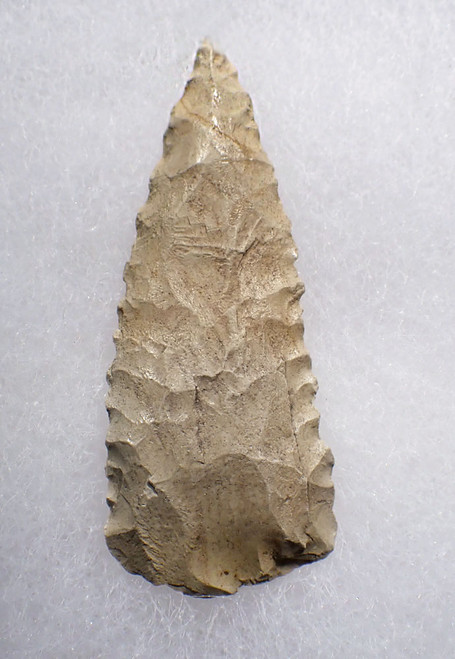 LARGE SUPERB WHITE PRE-COLUMBIAN MAYAN BIFACIAL FLINT ARROWHEAD  *PC535