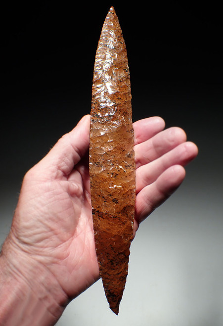 FINEST UNBROKEN PRESTIGE BIFACIAL LEAF BLADE OF RED OBSIDIAN FROM THE PRE-COLUMBIAN WEST MEXICO SHAFT TOMB CULTURE  *PC542