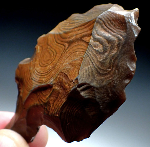 BEST OF THE COLLECTION - ATERIAN TANGED POINT OF RARE PETRIFIED WOOD - OLDEST KNOWN TANGED ARROWHEAD  *AT177