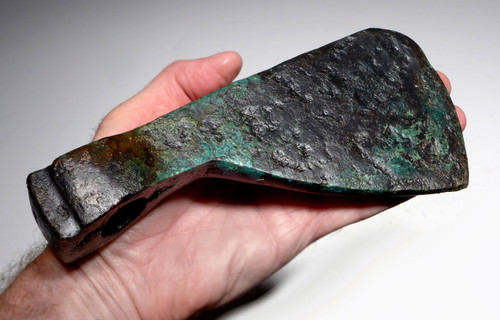 LARGE LURISTAN ANCIENT BRONZE BATTLE AXE WITH SUPERB COLOR PATINA FOR HEAVY INFANTRY   *LUR176
