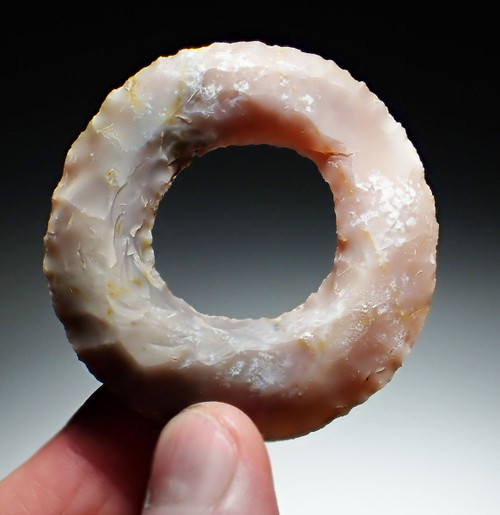 UNBROKEN MAYAN CHERT FLAKED SYMMETRICAL OPEN RING ECCENTRIC EFFIGY  *PC600