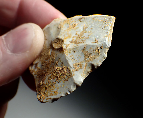CHOICE WHITE FLINT CONVEX SIDE SCRAPER NEANDERTHAL MOUSTERIAN FLAKE TOOL FROM DORDOGNE FRANCE  *M530