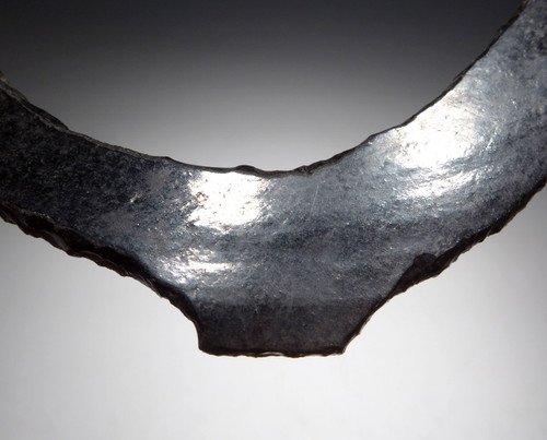 UNBROKEN MAYAN PRE-COLUMBIAN OBSIDIAN JEWELRY GORGET PENDANT WITH CENTER TAB DECORATION   *PC413 UNBROKEN MAYAN PRE-COLUMBIAN OBSIDIAN JEWELRY GORGET PENDANT WITH CENTER TAB DECORATION   *PC413