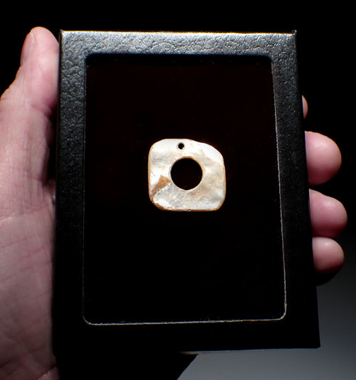 RARE ANCIENT TOLTEC PRE-COLUMBIAN IRIDESCENT SHELL BEAD APPLIQUE FROM MESOAMERICA  *PC637