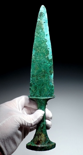 LARGE ANCIENT LAC VIET BRONZE DAGGER KNIFE FROM A BRONZE AGE SOUTHEAST ASIA WARRIOR  *SEA21