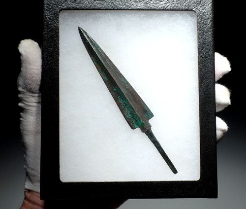 FINEST LARGE LURISTAN ANCIENT NEAR EAST BRONZE ARMOR-PIERCING JAVELIN SPEARHEAD  *LUR416