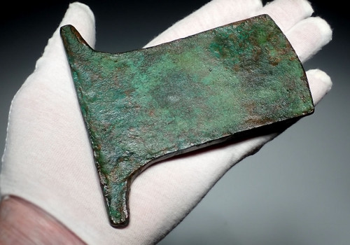 FINEST LARGE MUSEUM-CLASS HEAVY PRE-COLUMBIAN INCA ANCIENT COPPER BRONZE WAR AXE   *PC652