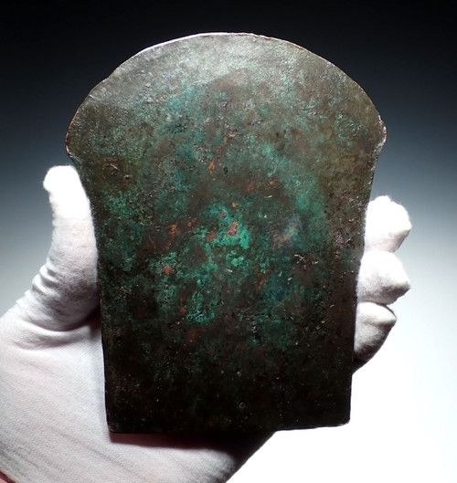 RARE LARGE ANCIENT COPPER CULTIC RITUAL FLAT AXE FROM THE COPPER HOARD CULTURE OF THE LATE HARAPPAN PERIOD  *LUR419