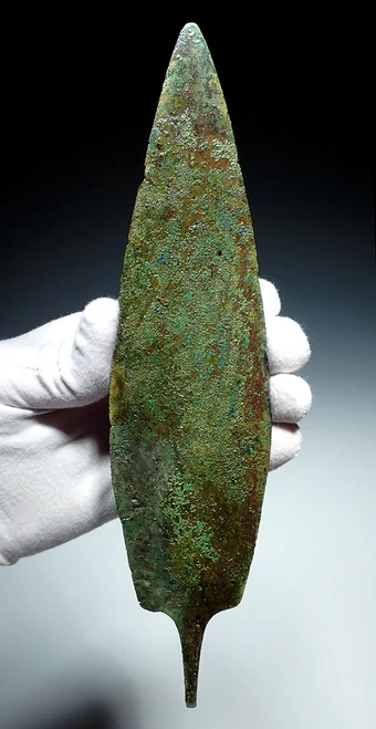 COLORFUL LARGE ANCIENT LURISTAN SHEET BRONZE DAGGER FROM THE NEAR EAST  *LUR429