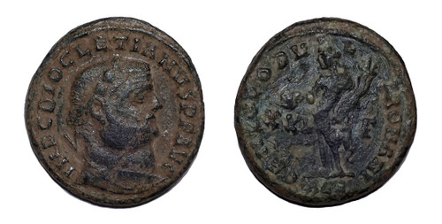 ROMAN IMPERIAL BRONZE FOLLIS ANCIENT COIN OF DIOCLETIAN WITH GOD GENIUS  *AC253
