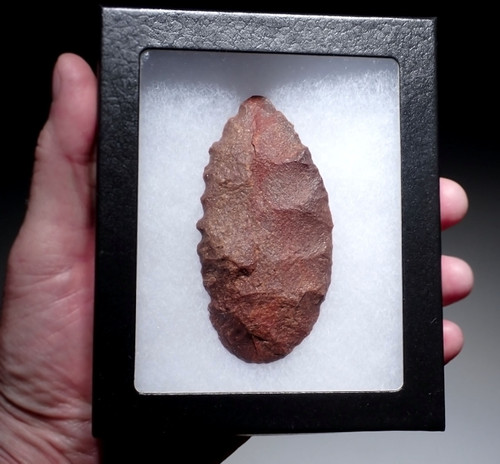 RARE SUPERB RED TENERIAN NEOLITHIC DENTICULATE SAW BLADE FLAKE STONE TOOL FROM THE SAHARAN TENERE DESERT  *CAP451