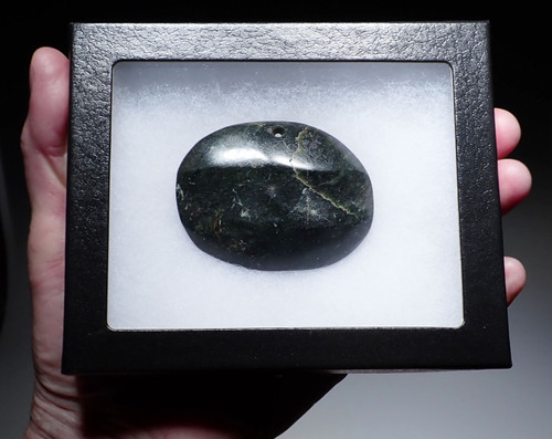 EXCEPTIONAL LARGE PRE-COLUMBIAN MEZCALA CARVED STONE GROOVED AND DRILLED AMULET PENDANT  *PC655