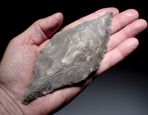 UNUSUAL LARGE PRESTIGE CAPSIAN NEOLITHIC FLAKED PLUM FLINT LEAF BLADE FROM THE SAHARA  *CAP457