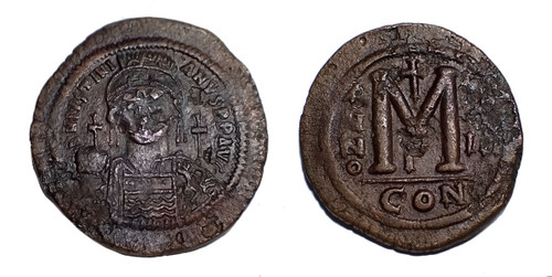 LARGE ROMAN BYZANTINE BRONZE FOLLIS ANCIENT COIN OF EMPERIOR JUSTINIAN I THE GREAT WHO BUILT HAGIA SOPHIA  *AC247