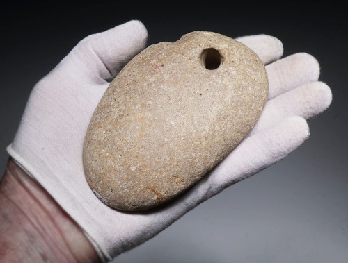 LARGE 8000 TO 4000 YEAR OLD NEOLITHIC STONE FISHING NET WEIGHT SINKER FROM FRANCE  *N351
