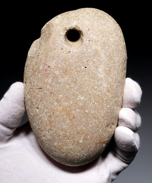 LARGE 8000 TO 4000 YEAR OLD NEOLITHIC STONE FISHING NET WEIGHT SINKER FROM FRANCE  *N351