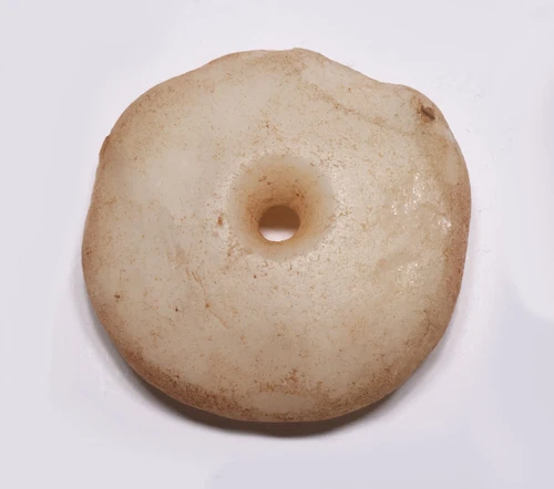 QUARTZ STONE DRILLED DISK TALISMAN BEAD PENDANT FROM THE NEOLITHIC OF CAPSIAN TRADITION OF NW AFRICA  *CAP462
