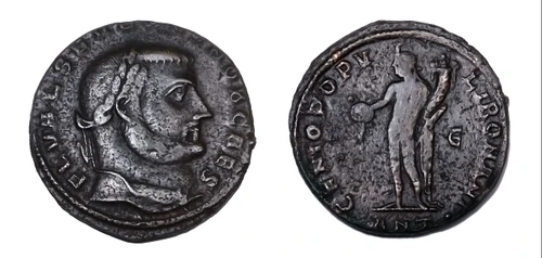 ROMAN TETRARCHY IMPERIAL BRONZE FOLLIS ANCIENT COIN OF CONSTANTIUS I CHLORUS WITH GOD GENIUS  *AC249