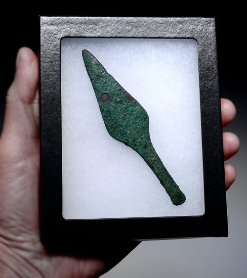 LARGE ANCIENT MESOPOTAMIA BRONZE ARROWHEAD PROJECTILE POINT OF THE EARLIEST TYPE FROM THE NEAR EAST  *LUR457XX