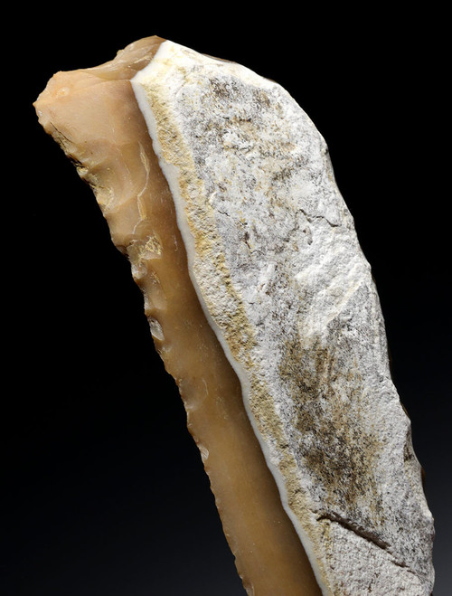 IMPRESSIVE LARGE AESTHETIC BALKAN EARLY NEOLITHIC GOLD FLINT END SCRAPER BLADE FLAKE TOOL FROM THE FIRST FARMING SOCIETY  *N358