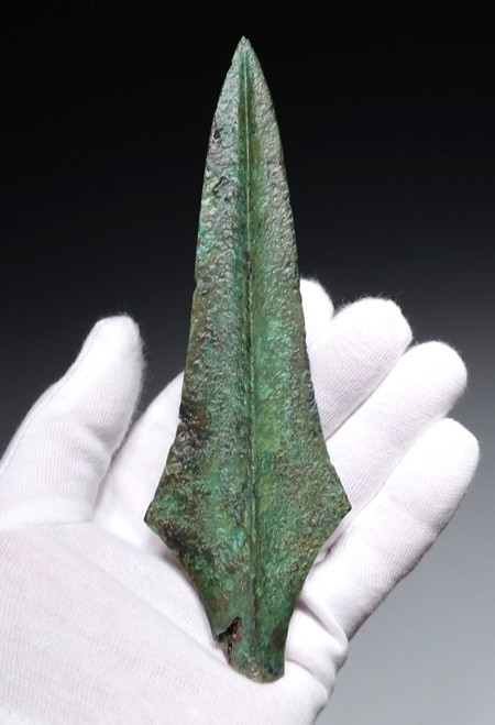NOBLE CLASS ANCIENT LAC VIET FLARED BRONZE SPEARHEAD FROM THE SOUTHEAST ASIA DONG SON CULTURE  *SEA48